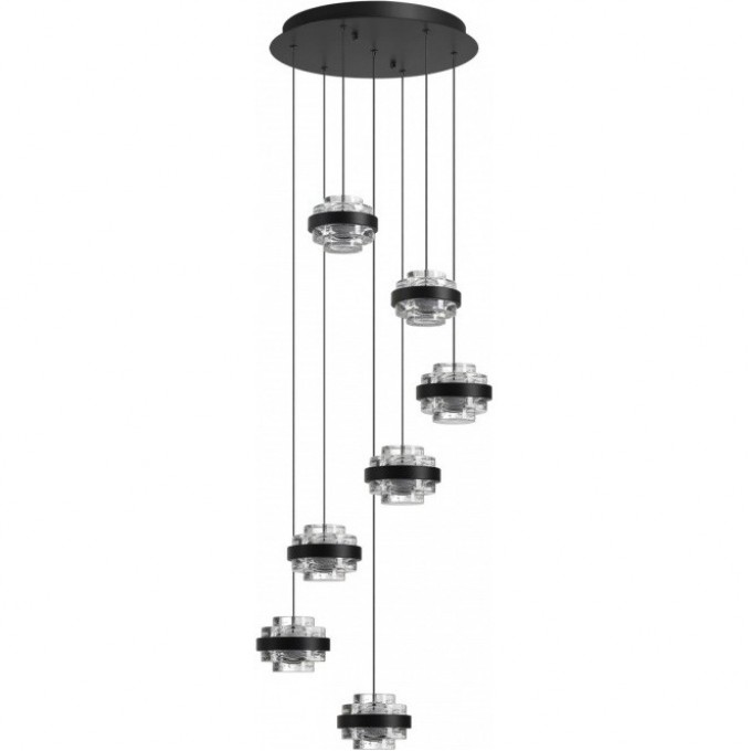 Люстра ODEON LIGHT KLOT L-VISION ODL24 391 LED 40W 4000K 2528лм металл акрил, чёрный 5031/40L Люстра ODEON LIGHT KLOT L-VISION ODL24 391 LED 40W 4000K 2528лм металл акрил, чёрный 5031/40L